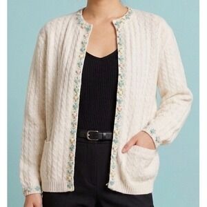 Vintage Cardigan Sweater By Marshall Fields & Co Cottagecore Pastel Accents GUC